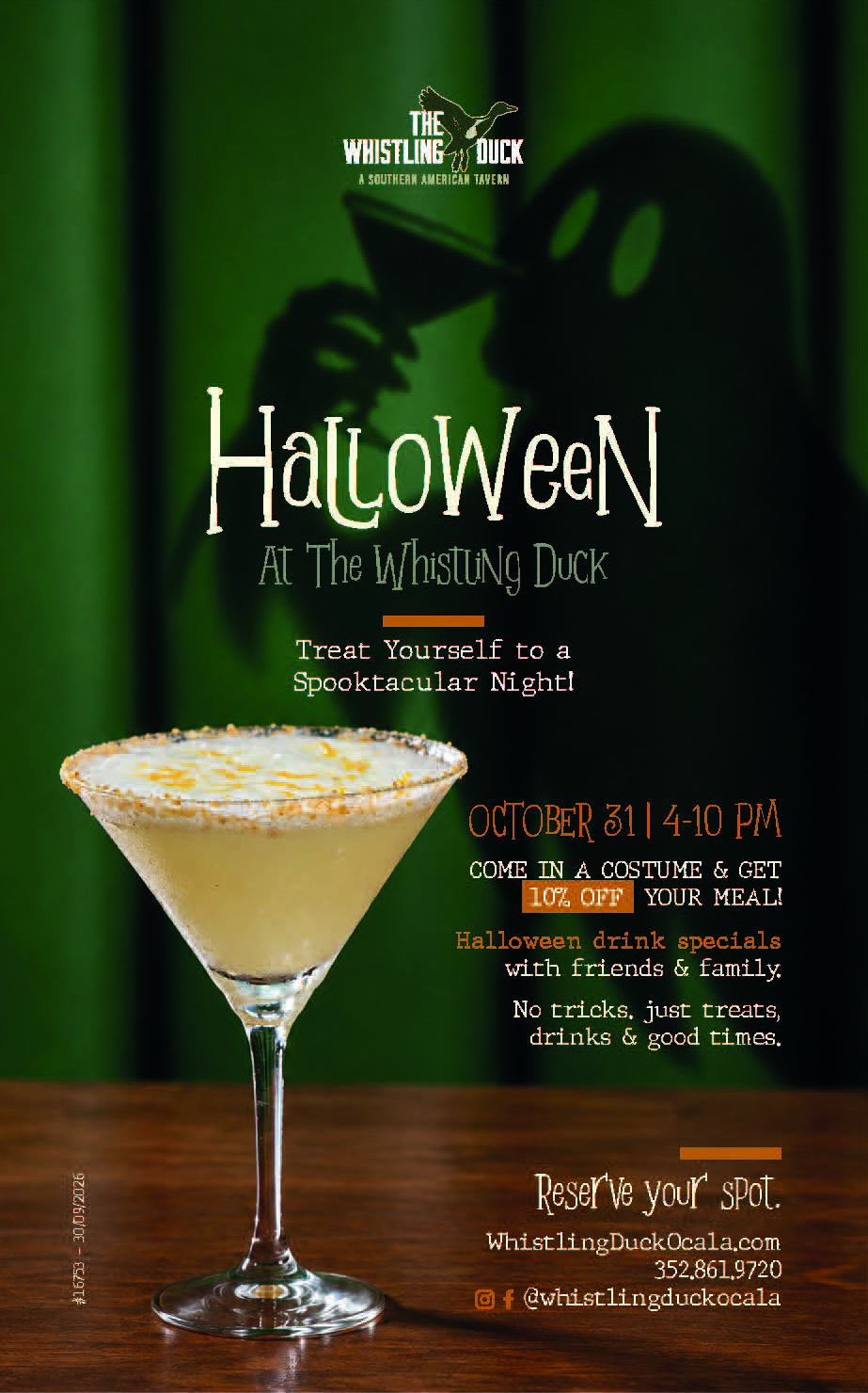 Halloween at The Whistling Duck. 2026 Specials.