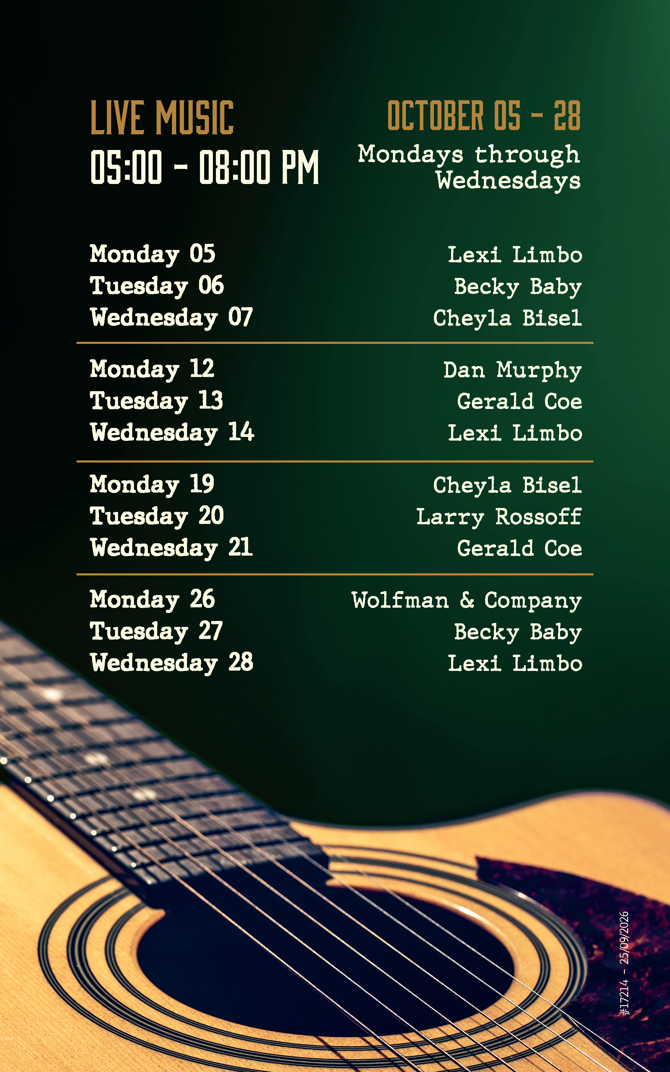 October 2026 Events at The Whistling Duck.